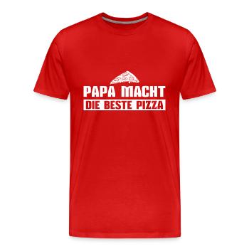 Papa Pizzabäcker Vatertag - Männer Premium Bio T-Shirt - Rot - Vorne - Damien (186cm)