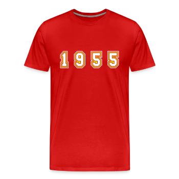 1955 Jahr Zahl - Männer Premium Bio T-Shirt - Rot - Vorne - Damien (186cm)
