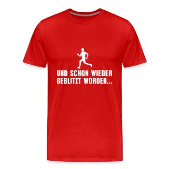 Laufen Geblitzt worden Sprinten Sportler - Männer Premium Bio T-Shirt - Rot - Vorne - Damien (186cm)
