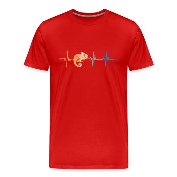 Battement de cœur caméléon - T-shirt bio Premium Homme - rouge - Devant - Damien (186cm)