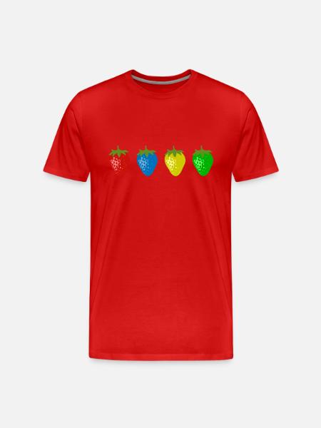 Bunte Erdbeeren - Männer Premium Bio T-Shirt - Rot