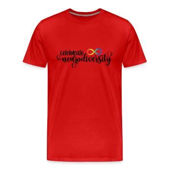 Celebrate Neurodiversity - Men's Premium Organic T-Shirt - red - Front - Damien (186cm)