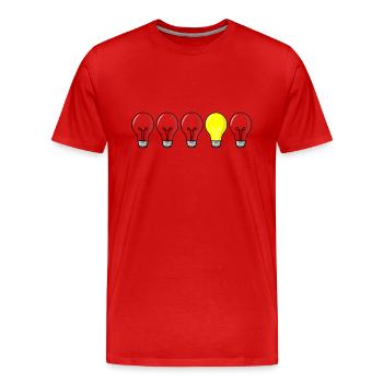 5 Glühbirnen - Licht aufgehen - Männer Premium Bio T-Shirt - Rot - Vorne - Damien (186cm)