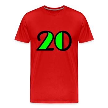20,20 JAHRE,20-JÄHRIGES JUBILÄUM,20-JÄHRIGES JUBILÄUM - Männer Premium Bio T-Shirt - Rot - Vorne - Damien (186cm)