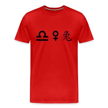waage venus hase - Männer Premium Bio T-Shirt - Rot - Vorne - Damien (186cm)