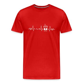 Battement de cœur café - T-shirt bio Premium Homme - rouge - Devant - Damien (186cm)
