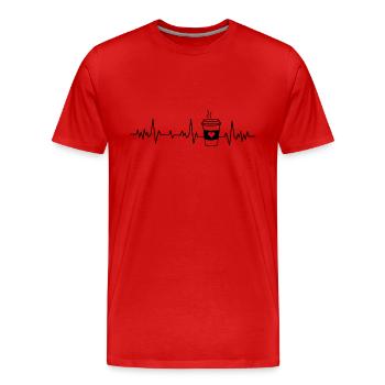 Battement de cœur café - T-shirt bio Premium Homme - rouge - Devant - Damien (186cm)