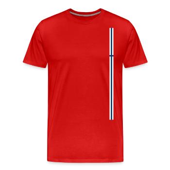 Finland Style Stripes - Men's Premium Organic T-Shirt - red - Front - Damien (186cm)