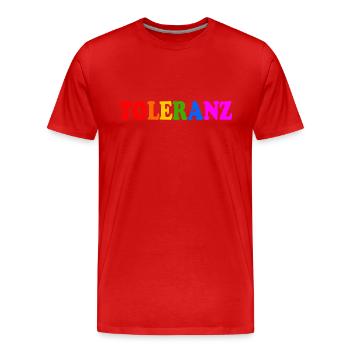 Toleranz - Männer Premium Bio T-Shirt - Rot - Vorne - Damien (186cm)