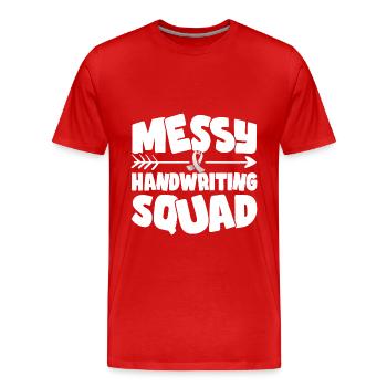 Dyslexie - T-shirt bio Premium Homme - rouge - Devant - Damien (186cm)