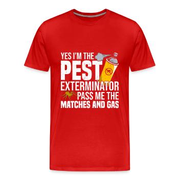 Schädlingsvernichter - Männer Premium Bio T-Shirt - Rot - Vorne - Damien (186cm)