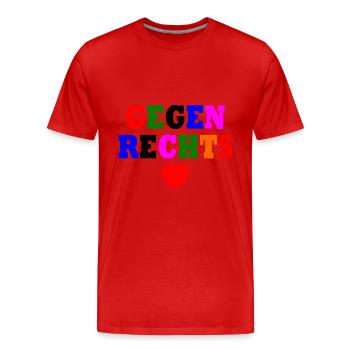 Gegen rechts - Männer Premium Bio T-Shirt - Rot - Vorne - Damien (186cm)