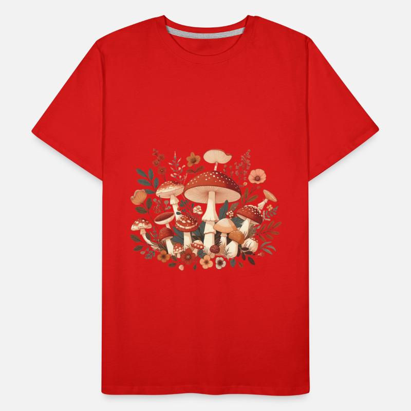 CottageCore conception de champignons avec différents champignons T-shirt bio Premium Homme