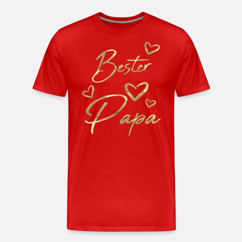 Bester Papa gold - Männer Premium Bio T-Shirt - Rot