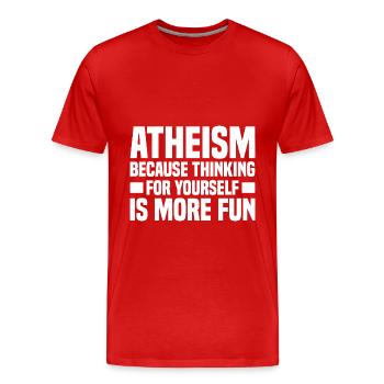 Atheismus Skeptiker Atheisten Atheist Wissenschaft - Männer Premium Bio T-Shirt - Rot - Vorne - Damien (186cm)