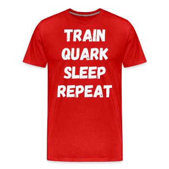 Train Quark Sleep Repeat Eat Gym Fitness Kraft - Männer Premium Bio T-Shirt - Rot - Vorne - Damien (186cm)
