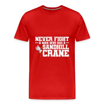 Kranich - Männer Premium Bio T-Shirt - Rot - Vorne - Damien (186cm)