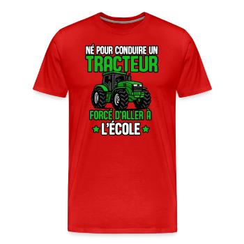 Tracteur Papa Enfant Garçons Fermier Agriculteur - T-shirt bio Premium Homme - rouge - Devant - Damien (186cm)