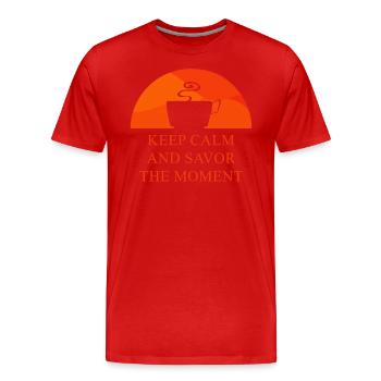 Ruhe bewahren und den Moment genießen - Männer Premium Bio T-Shirt - Rot - Vorne - Damien (186cm)