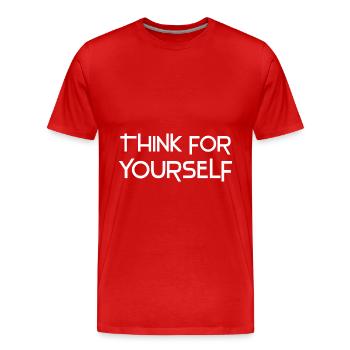 Atheismus Sprüche - Männer Premium Bio T-Shirt - Rot - Vorne - Damien (186cm)