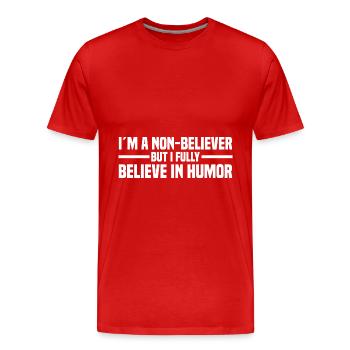Atheismus - Männer Premium Bio T-Shirt - Rot - Vorne - Damien (186cm)
