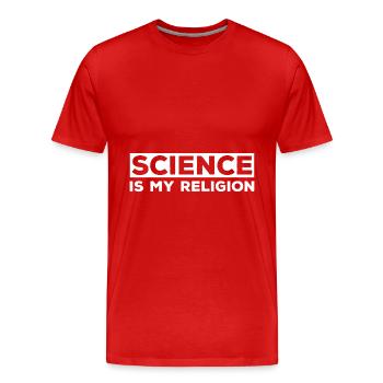 Witzige Atheismus Sprüche | Atheisten - Männer Premium Bio T-Shirt - Rot - Vorne - Damien (186cm)