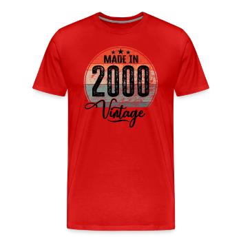 Vintage Made in 2000 Year of birth 2000 Birthday - Men's Premium Organic T-Shirt - red - Front - Damien (186cm)