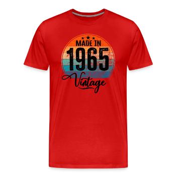 Millésime Fabriqué en 1965 Année de naissance 1965 Anniversaire - T-shirt bio Premium Homme - rouge - Devant - Damien (186cm)