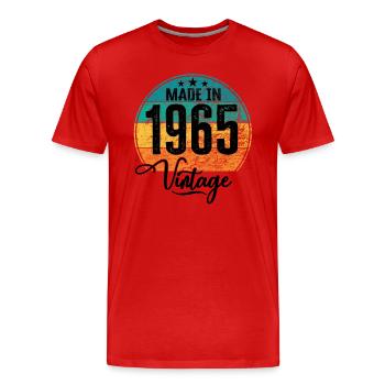 Millésime Fabriqué en 1965 Année de naissance 1965 Anniversaire - T-shirt bio Premium Homme - rouge - Devant - Damien (186cm)