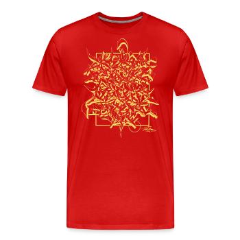 Calligraffiti Yellow Lines – Urban Shirt Design - Männer Premium Bio T-Shirt - Rot - Vorne - Damien (186cm)