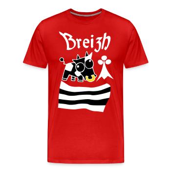 Breizh Bretagne - T-shirt bio Premium Homme - rouge - Devant - Damien (186cm)
