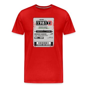 Drehstromzähler Geburtstag 1981 Geschenk - Männer Premium Bio T-Shirt - Rot - Vorne - Damien (186cm)
