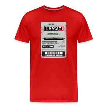 Drehstromzähler Geburtstag 1993 Geschenk - Männer Premium Bio T-Shirt - Rot - Vorne - Damien (186cm)