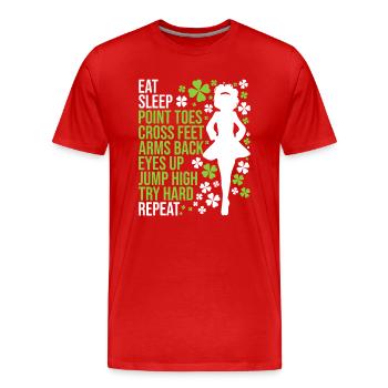 Eat Sleep Irish Dance - Irish Dancer - Men's Premium Organic T-Shirt - red - Front - Damien (186cm)