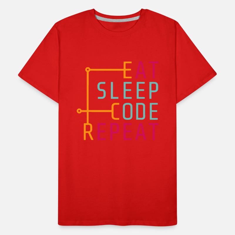 Répétition de code Eat Sleep - Coder Developer Computer T-shirt bio Premium Homme