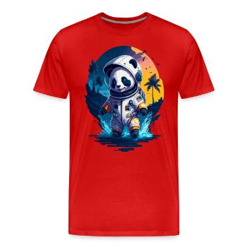 Niedlicher Panda-Astronaut - Männer Premium Bio T-Shirt - Rot - Vorne - Damien (186cm)