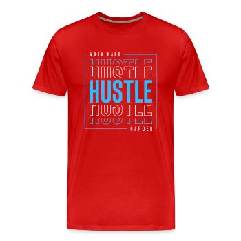 Travailler dur Travailler plus dur - T-shirt bio Premium Homme - rouge - Devant - Damien (186cm)