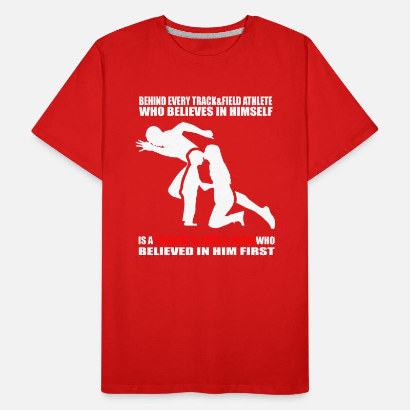 Hinter jedem Athleten steht eine Leichtathletik-Mutter Männer Premium Bio T-Shirt