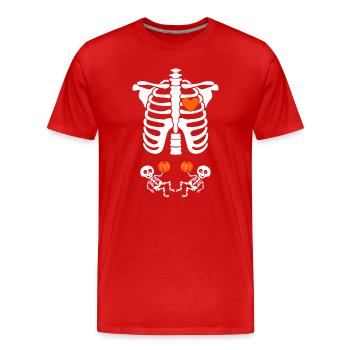 Baby Skeletons Thanksgiving Twins PregnancyGift Ha - Men's Premium Organic T-Shirt - red - Front - Damien (186cm)