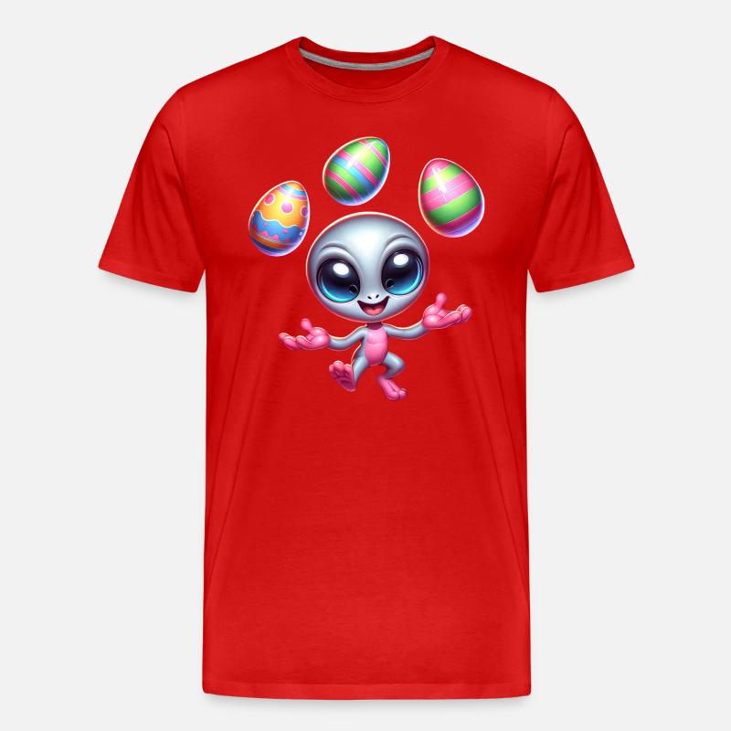 Alien-Osterjongleur: Eierakrobatik - Männer Premium Bio T-Shirt - Rot
