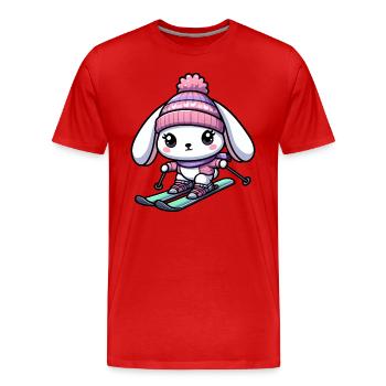 Conception de vacances d'hiver de skieur de ski de lapin de neige - T-shirt bio Premium Homme - rouge - Devant - Damien (186cm)