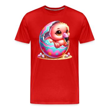 Un poussin mignon éclot de l’œuf de Pâques - T-shirt bio Premium Homme - rouge - Devant - Damien (186cm)
