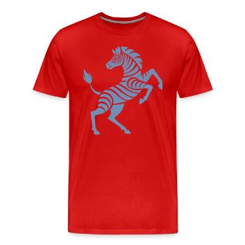 Zebra Hufe hoch Kunststück Silhouette - Männer Premium Bio T-Shirt - Rot - Vorne - Damien (186cm)