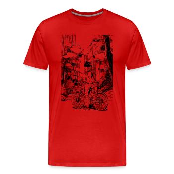 City-Look für MTB-Fans: cooles Biker-T-Shirt - Männer Premium Bio T-Shirt - Rot - Vorne - Damien (186cm)