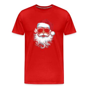 Elegant Santa Hat Beard and Shades - Men's Premium Organic T-Shirt - red - Front - Damien (186cm)