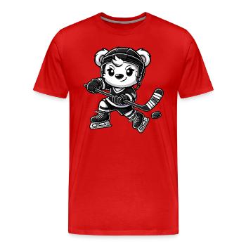 Eisbär Chibi Eishockeyspieler - Männer Premium Bio T-Shirt - Rot - Vorne - Damien (186cm)