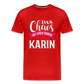 KARIN - Chaos - Männer Premium Bio T-Shirt - Rot - Vorne - Damien (186cm)