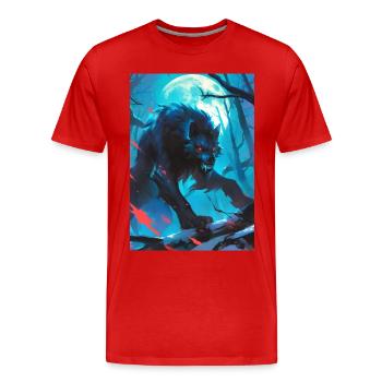 Loup-garou Werwolf - T-shirt bio Premium Homme - rouge - Devant - Damien (186cm)