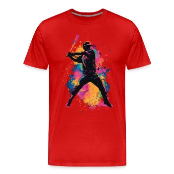 Bunter Baseball Spieler - Männer Premium Bio T-Shirt - Rot - Vorne - Damien (186cm)