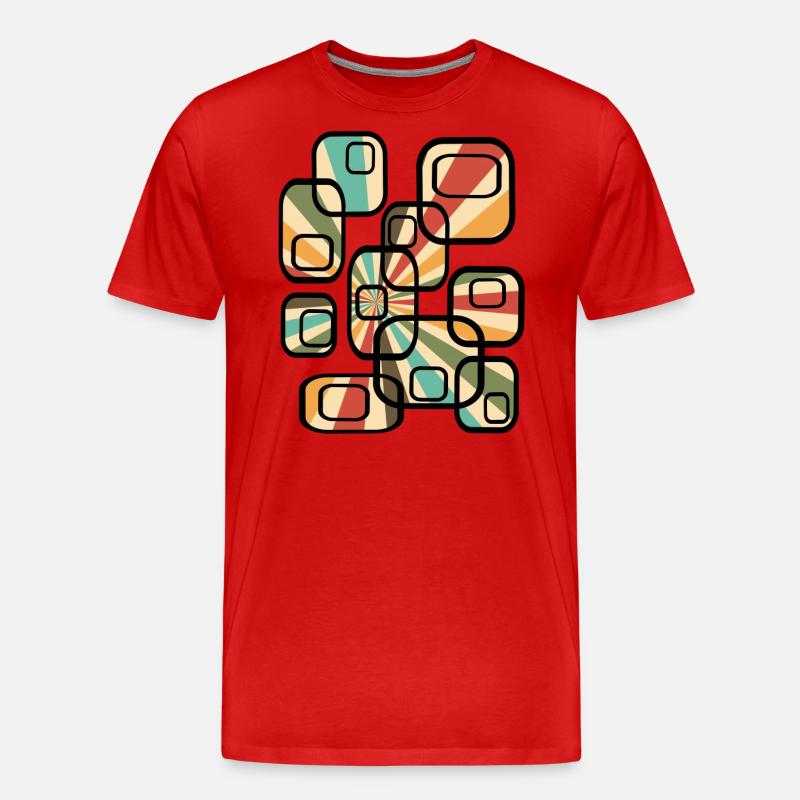 70er Tapetenmuster Quader Retro Muster - Männer Premium Bio T-Shirt - Rot